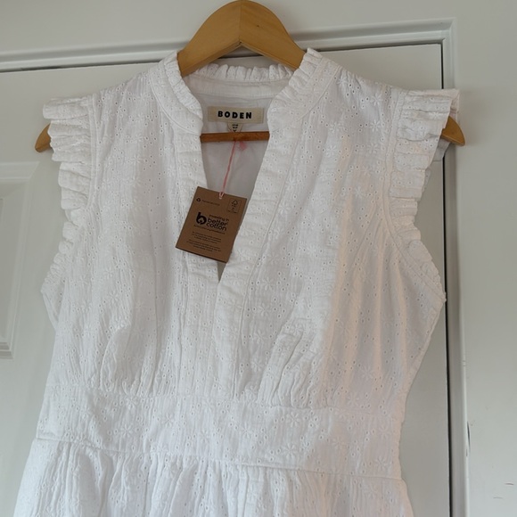 Boden Wren Double Cloth Short Dress NWT white size 4 - Picture 9 of 11